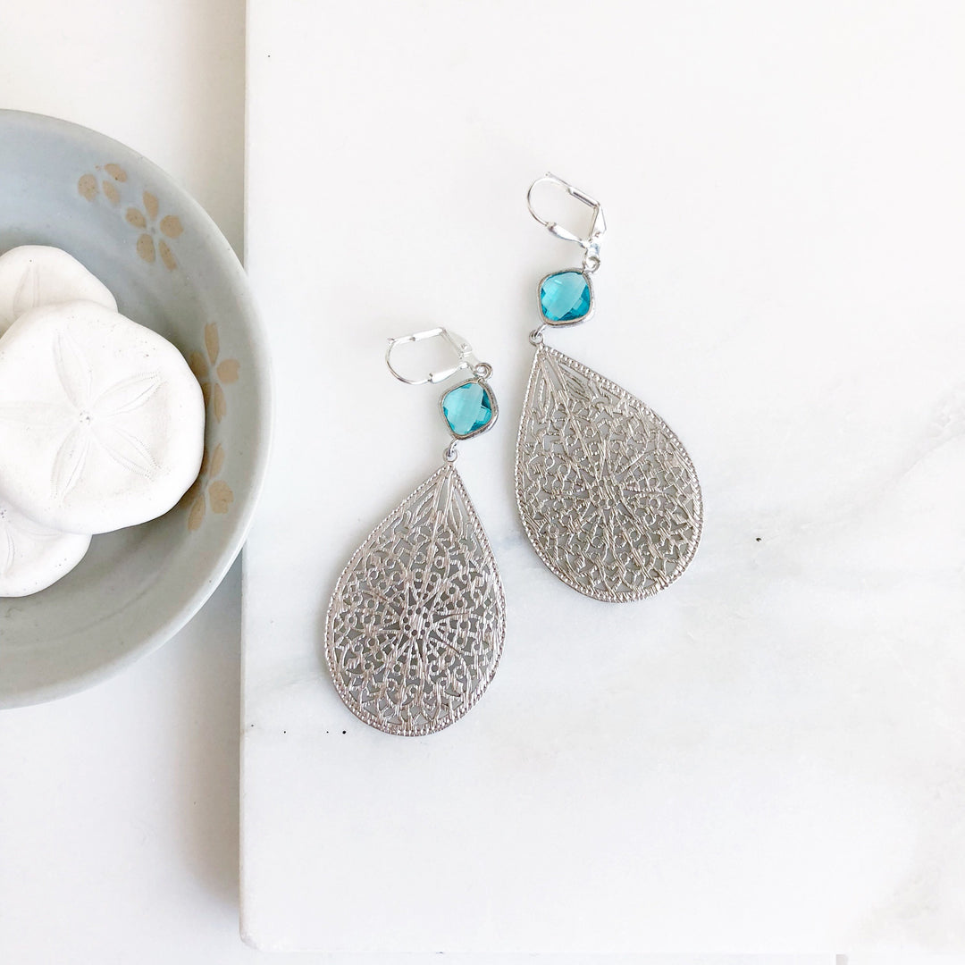 Silver Chandelier Earrings. Dangle Earrings. Statement Modern Fashion Drop Earrings