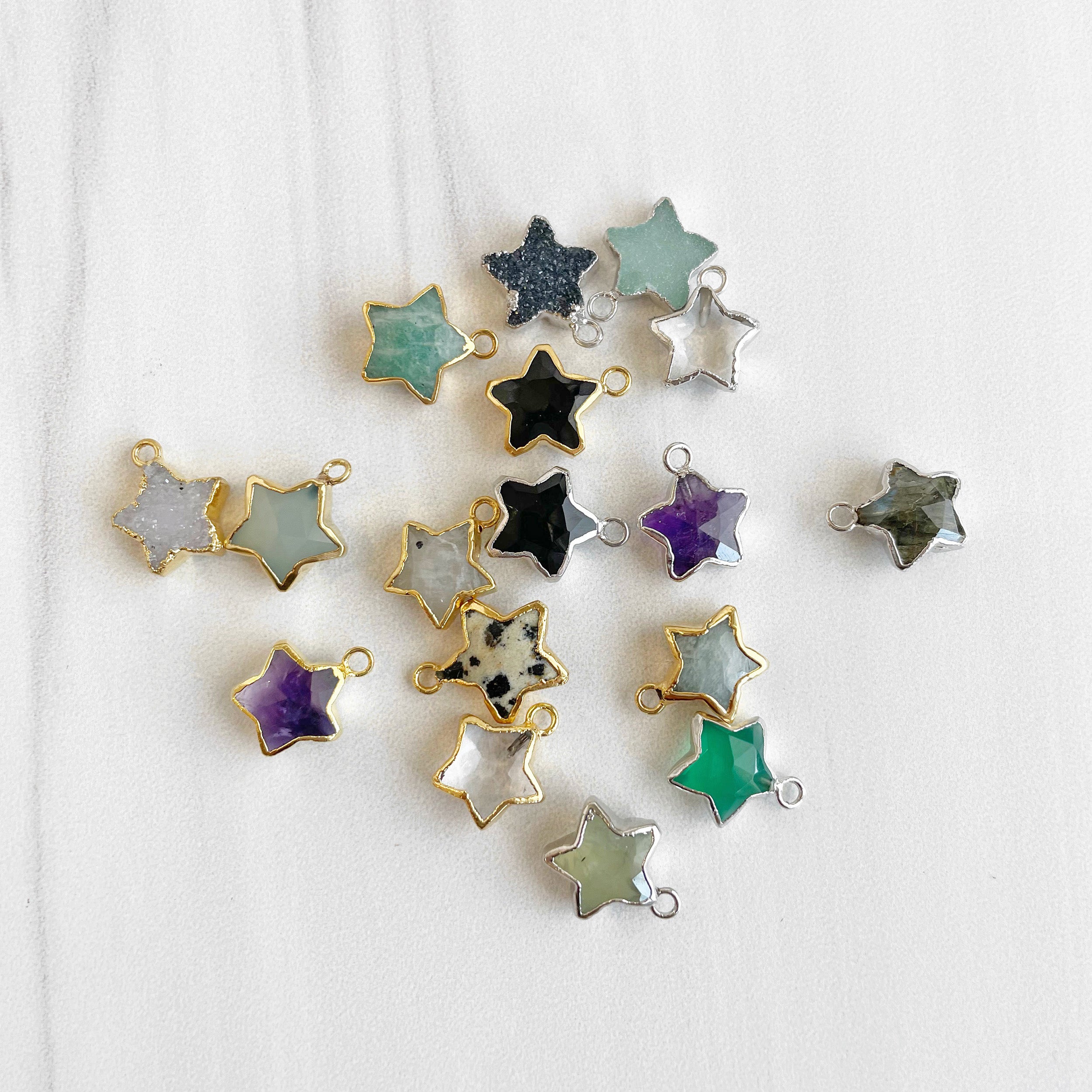 Dainty Gemstone Star Necklace in Gold Silver Simple Star Necklace