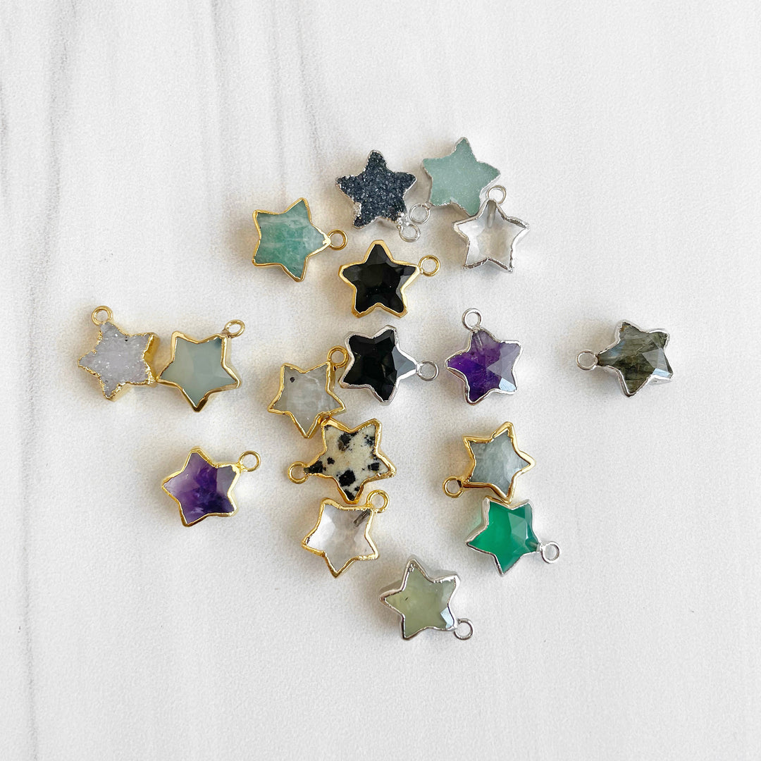 Dainty Gemstone Star Necklace in Gold and Silver
