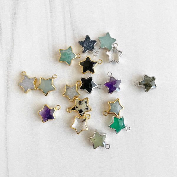 Dainty Gemstone Star Necklace in Gold Silver Simple Star Necklace
