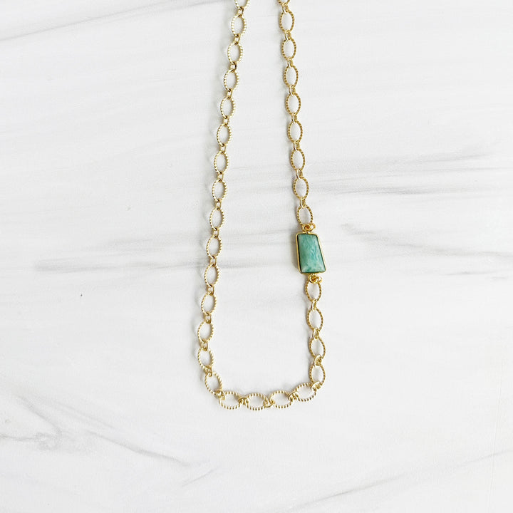 Asymmetrical Amazonite Chunky Chain Necklace in Gold