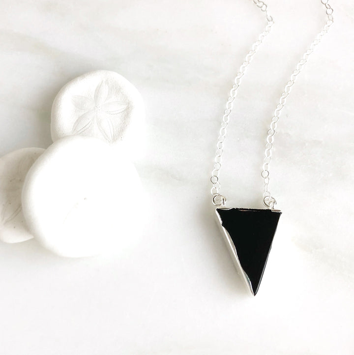 Black Triangle Necklace in Sterling Silver