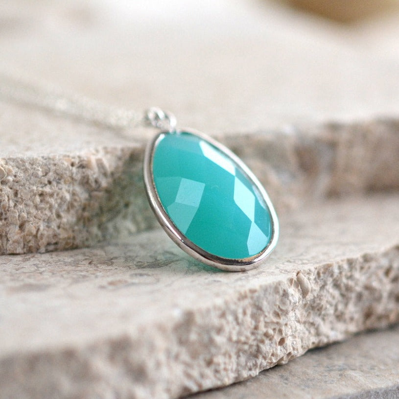 Long Turquoise Champagne or Grey Layering Necklace