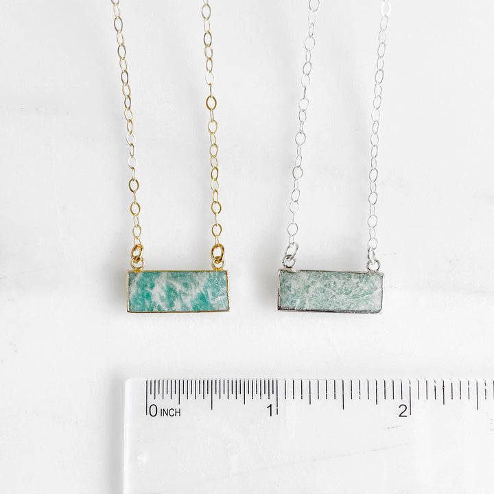 Small Amazonite Bar Necklaces in Sterling Silver or 14k Gold Filled