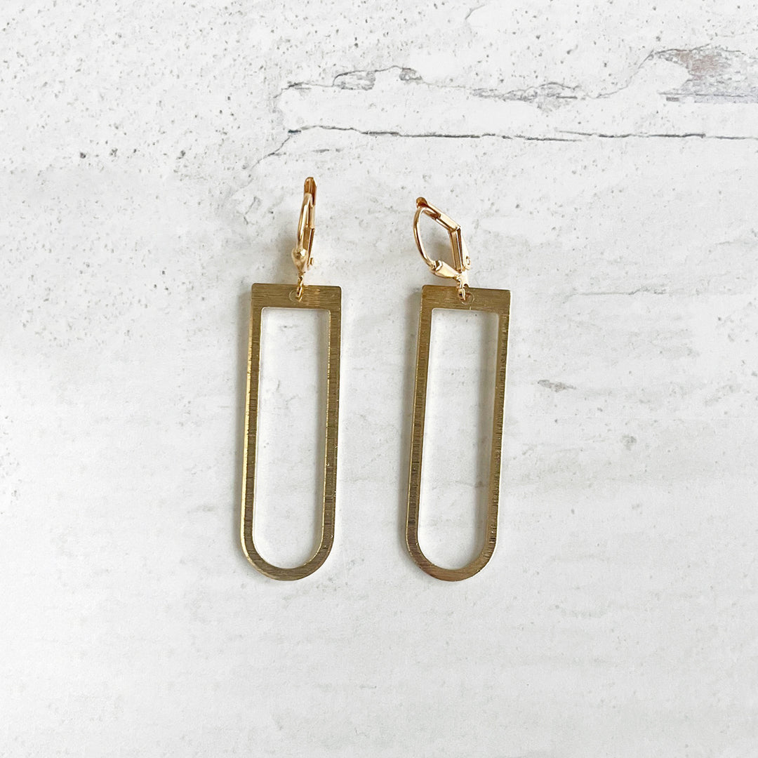 Simple Horseshoe Arch Earrings in Brushed Brass Gold