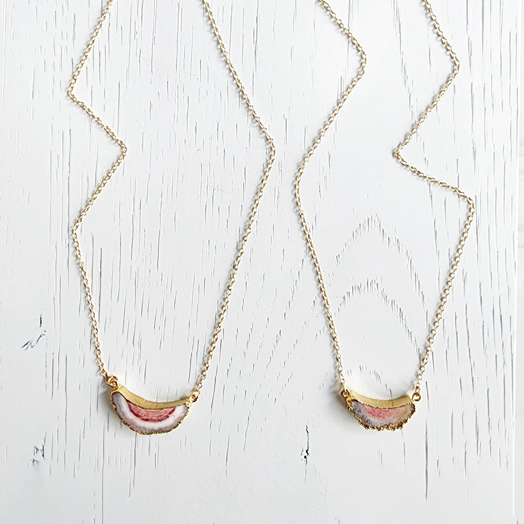 Pink Solar Quartz Necklace in Gold