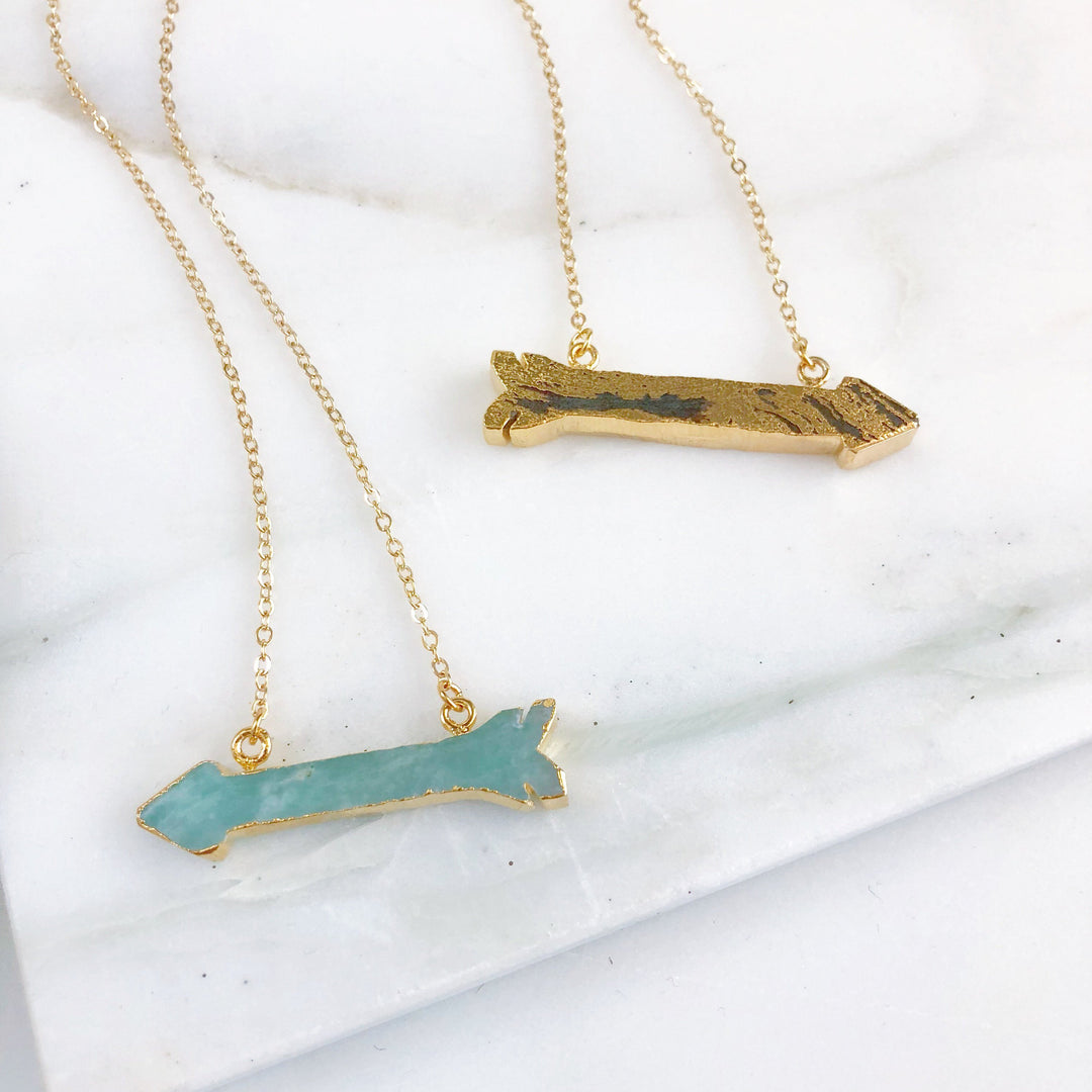 Arrow Necklace. Stone Arrow Necklaces in Gold. Pendant Necklace. Jewelry Gift.