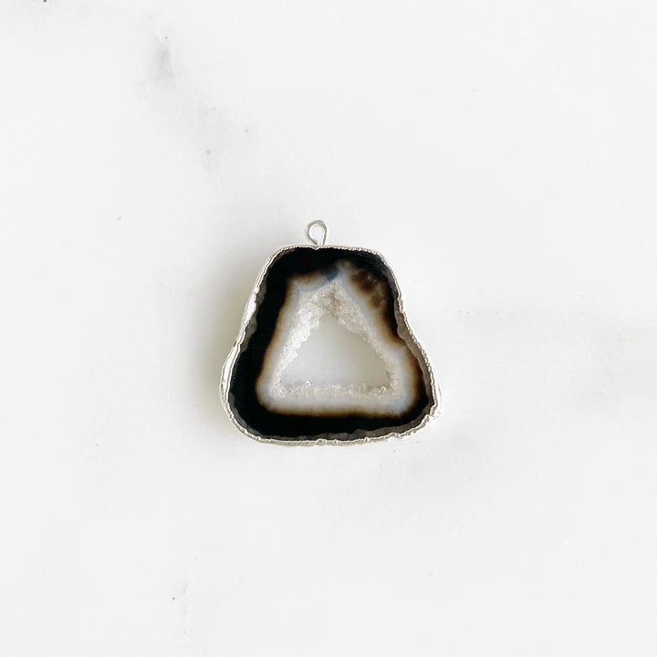 Black Raw Stone Druzy Necklaces in Sterling Silver