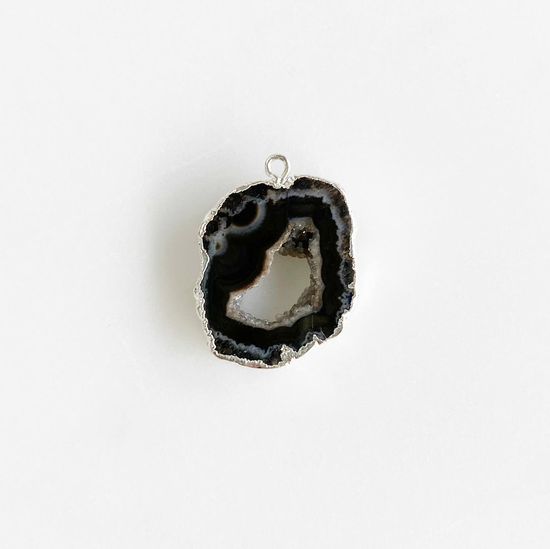 Black Raw Stone Druzy Necklaces in Sterling Silver