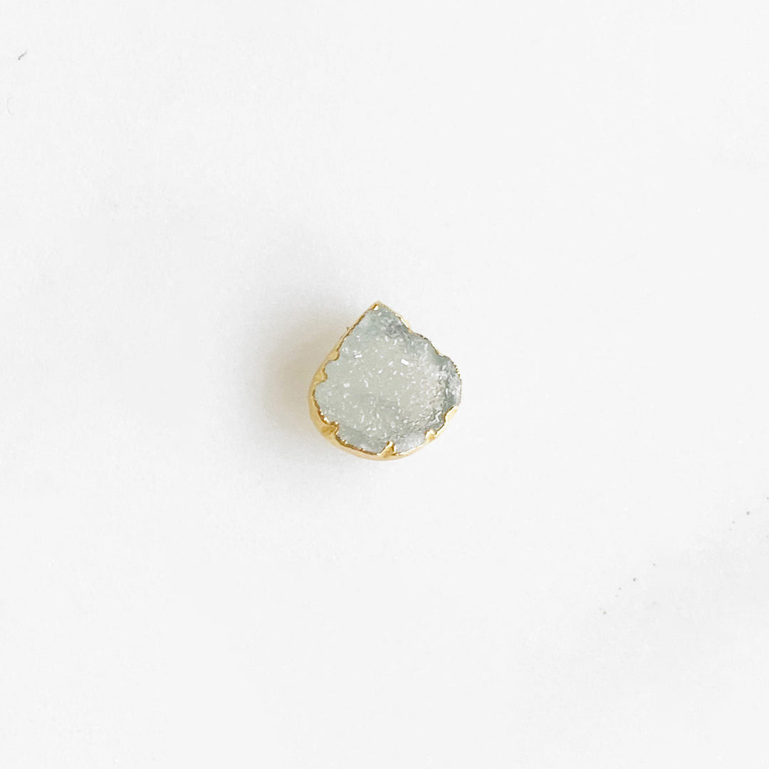 Tiny Druzy Heart Teardrop Short Necklace in Gold. Blue Black Pink Aqua Neutral