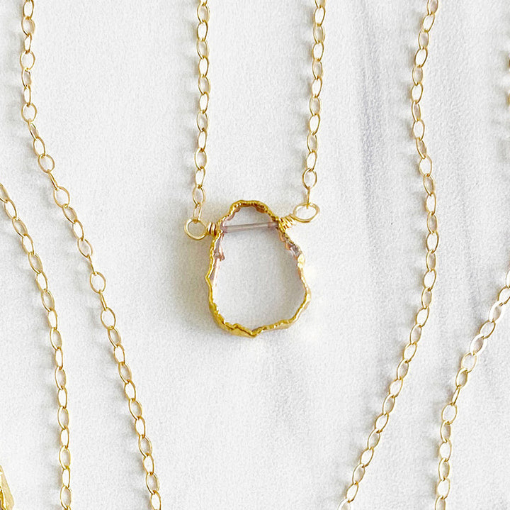 Dainty Gemstone Slice Necklace in Gold