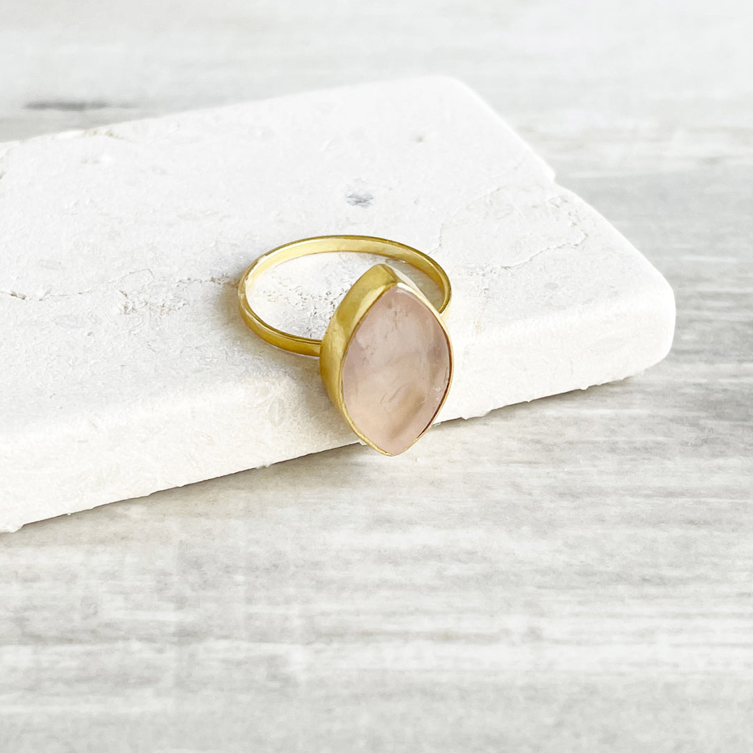 Marquise Gemstone Ring in Gold. Crystal Cocktail Statement Ring