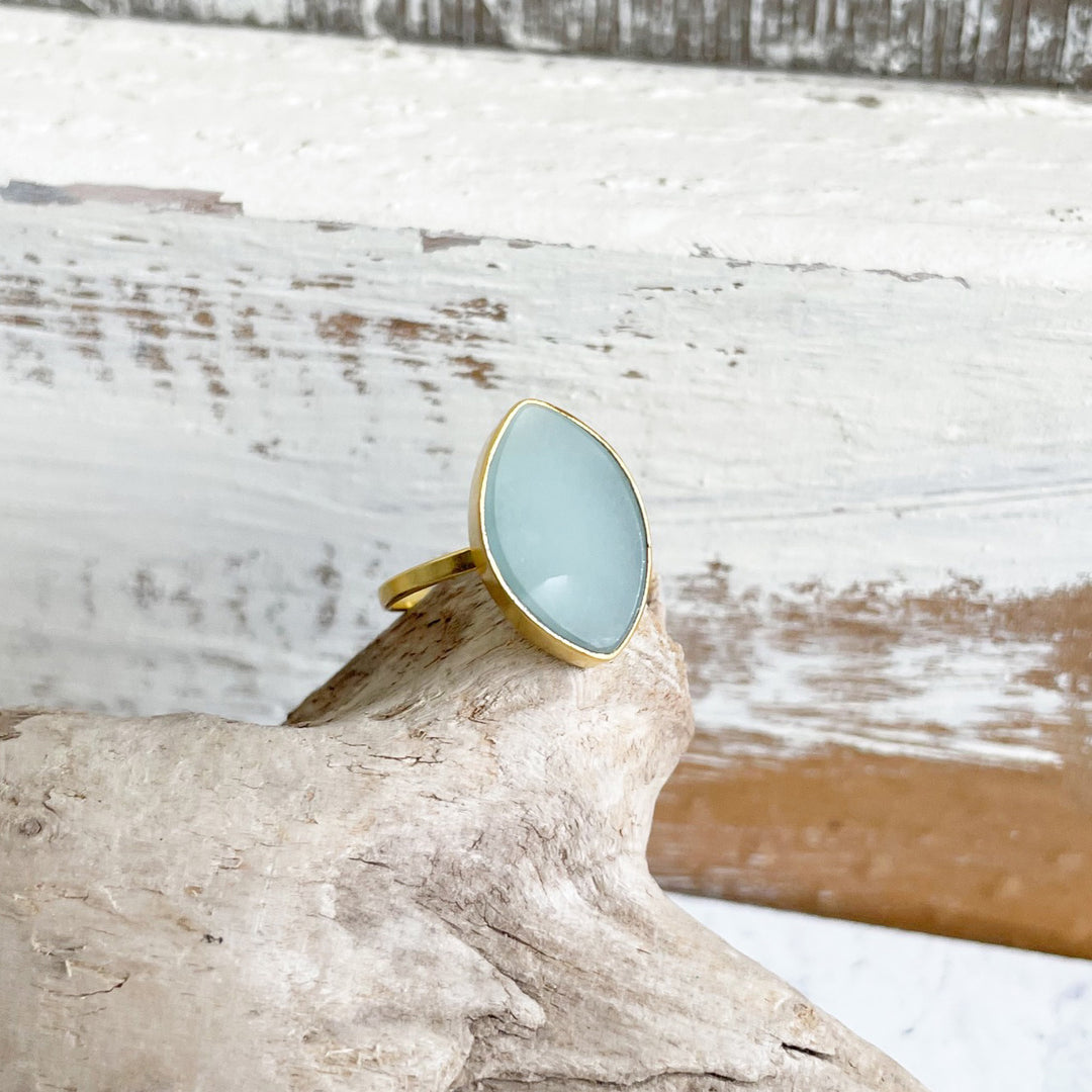 Marquise Gemstone Ring in Gold. Crystal Cocktail Statement Ring