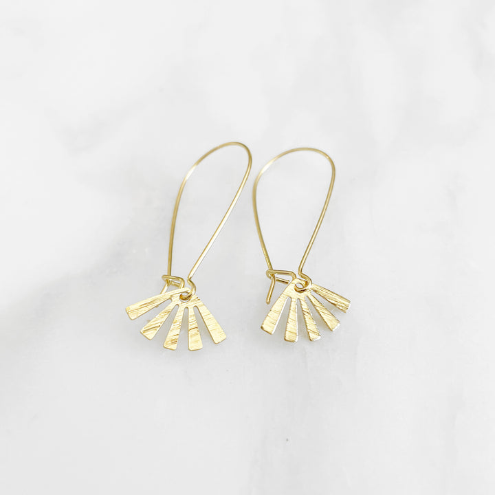 Starburst Drop Earrings in Brushed Brass Gold