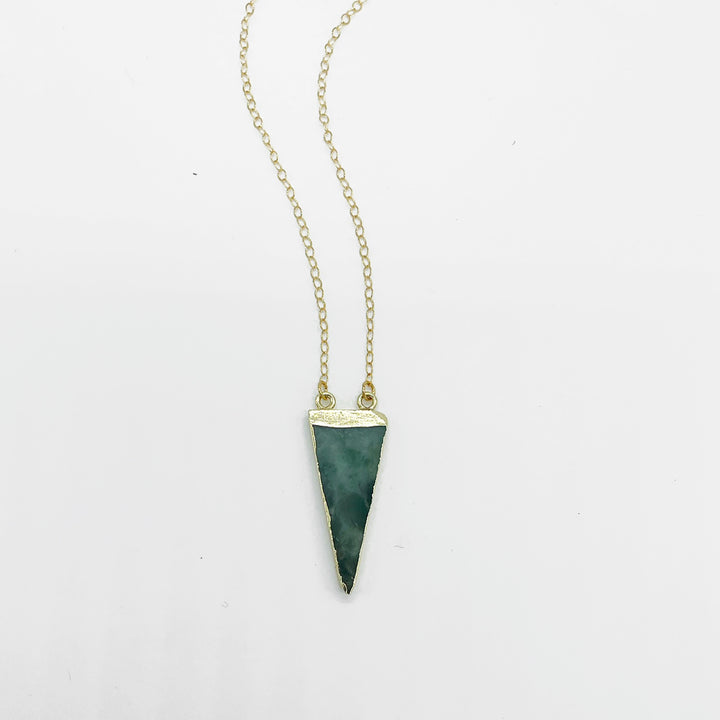 Chrysoprase Stone Triangle Necklace in Gold
