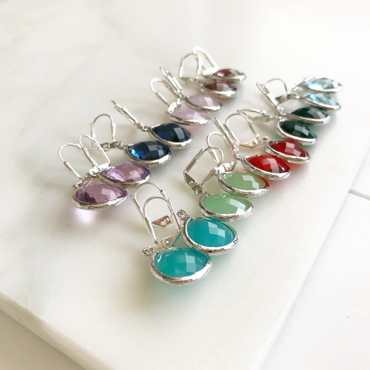 Simple Drop Earrings in Silver - Choose Color. Dangle Earrings. Simple Earrings. Drop Earrings. Gift. Bridesmaids Jewelry.