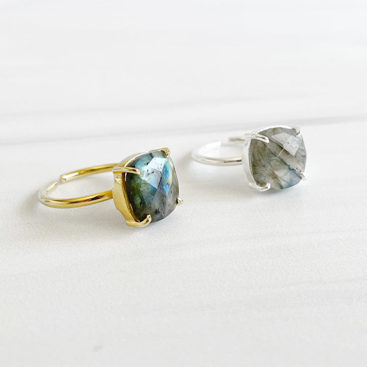 Labradorite Gemstone Ring Prong Setting in Silver or Gold