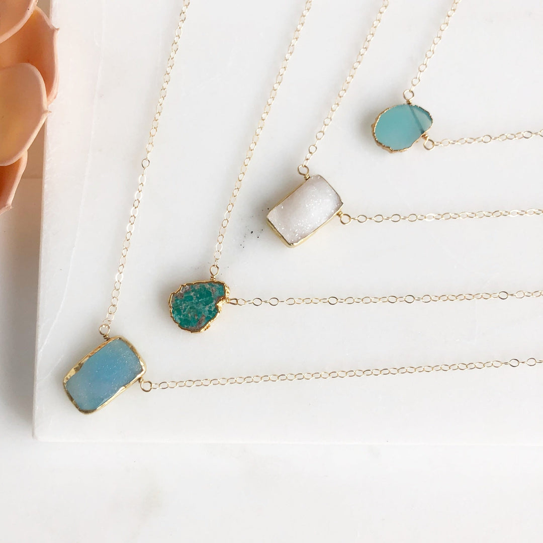 Simple Gemstone Necklaces in Gold. Dainty Necklace. Layering Necklace. Jewelry. Valentines Day Gift.