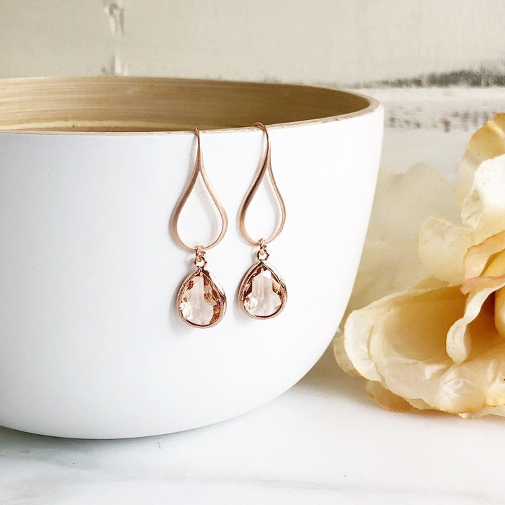 Rose Gold Champagne Drop Earrings. Champagne Teardrop Drop Earrings. Gift for Her. Dangle Earrings. Modern Drop Earrings. Christmas Gift.