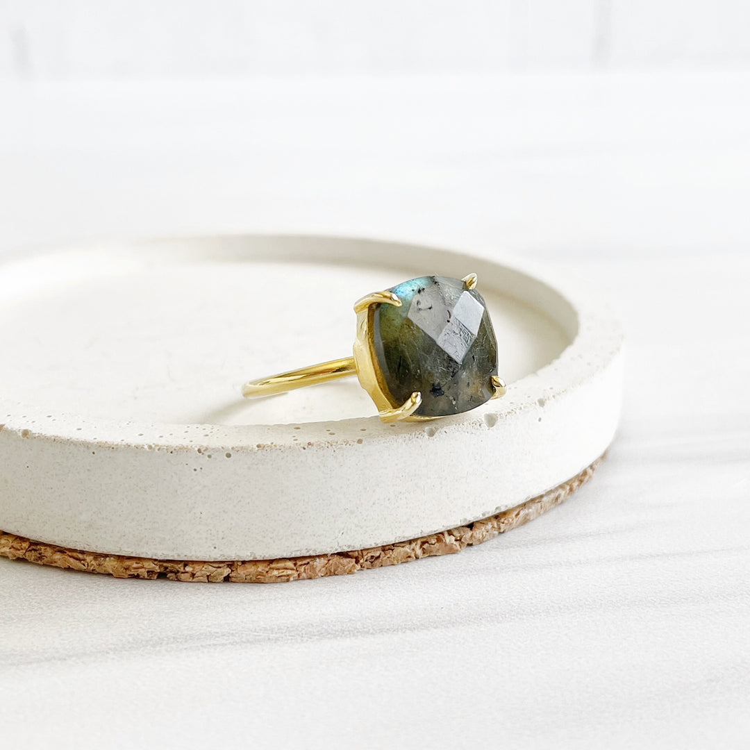 Labradorite Gemstone Ring Prong Setting in Silver or Gold