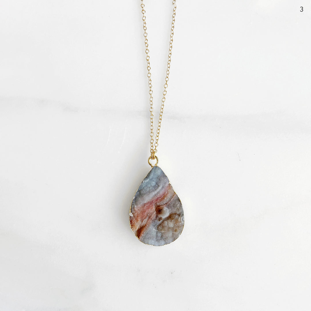 Chunky Raw Druzy Teardrop Necklace in Gold