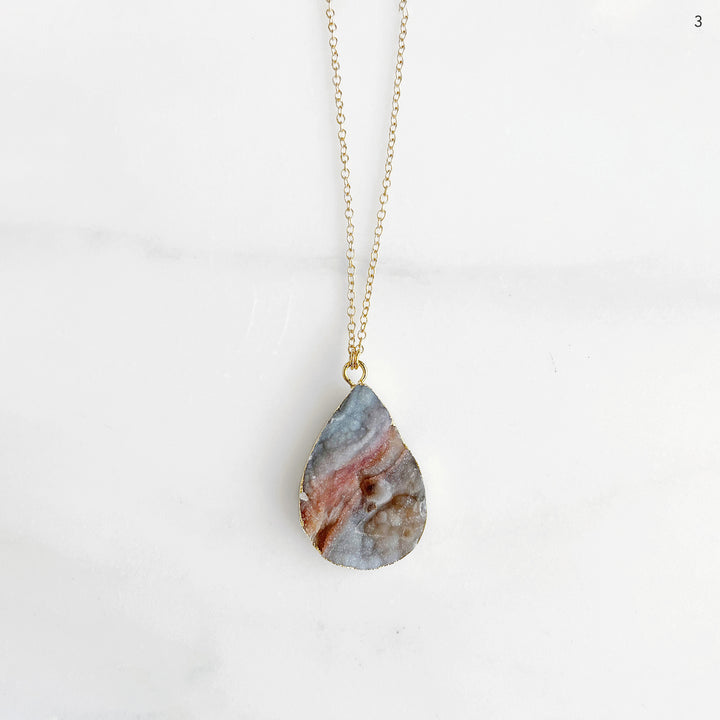 Chunky Raw Druzy Teardrop Necklace in Gold