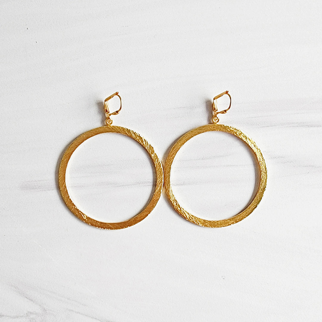Large Statement Hoop Earrings in Brushed Gold