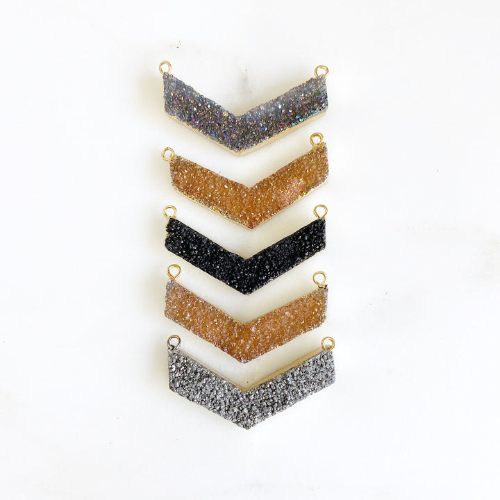 Fall Colors Chevron Druzy Necklace in Gold