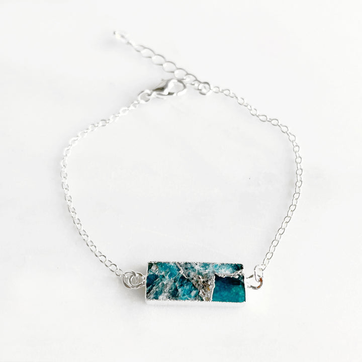 Mojave Turquoise Rectangle Chain Bracelet in Sterling Silver