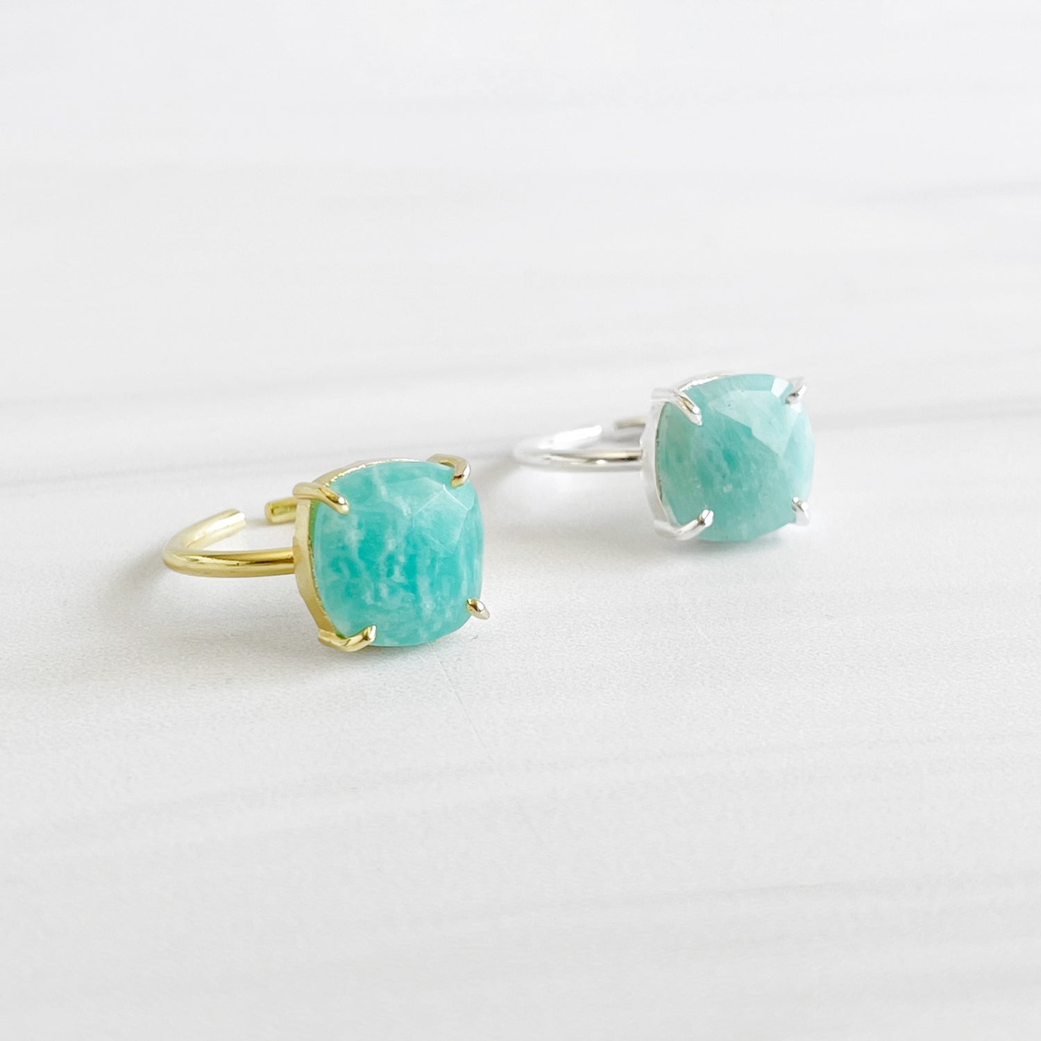 Amazonite Gemstone Ring Prong Setting in Silver or Gold. Simple Elegant ...