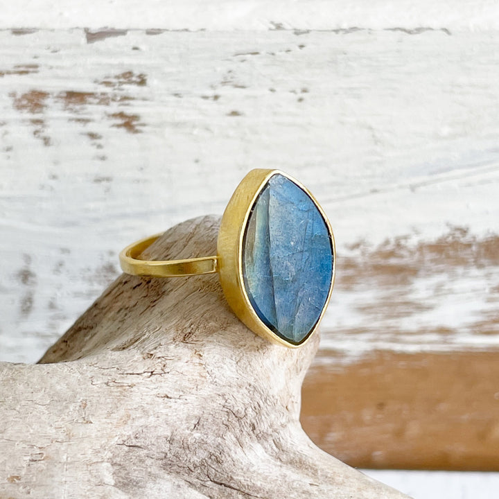 Marquise Gemstone Ring in Gold. Crystal Cocktail Statement Ring