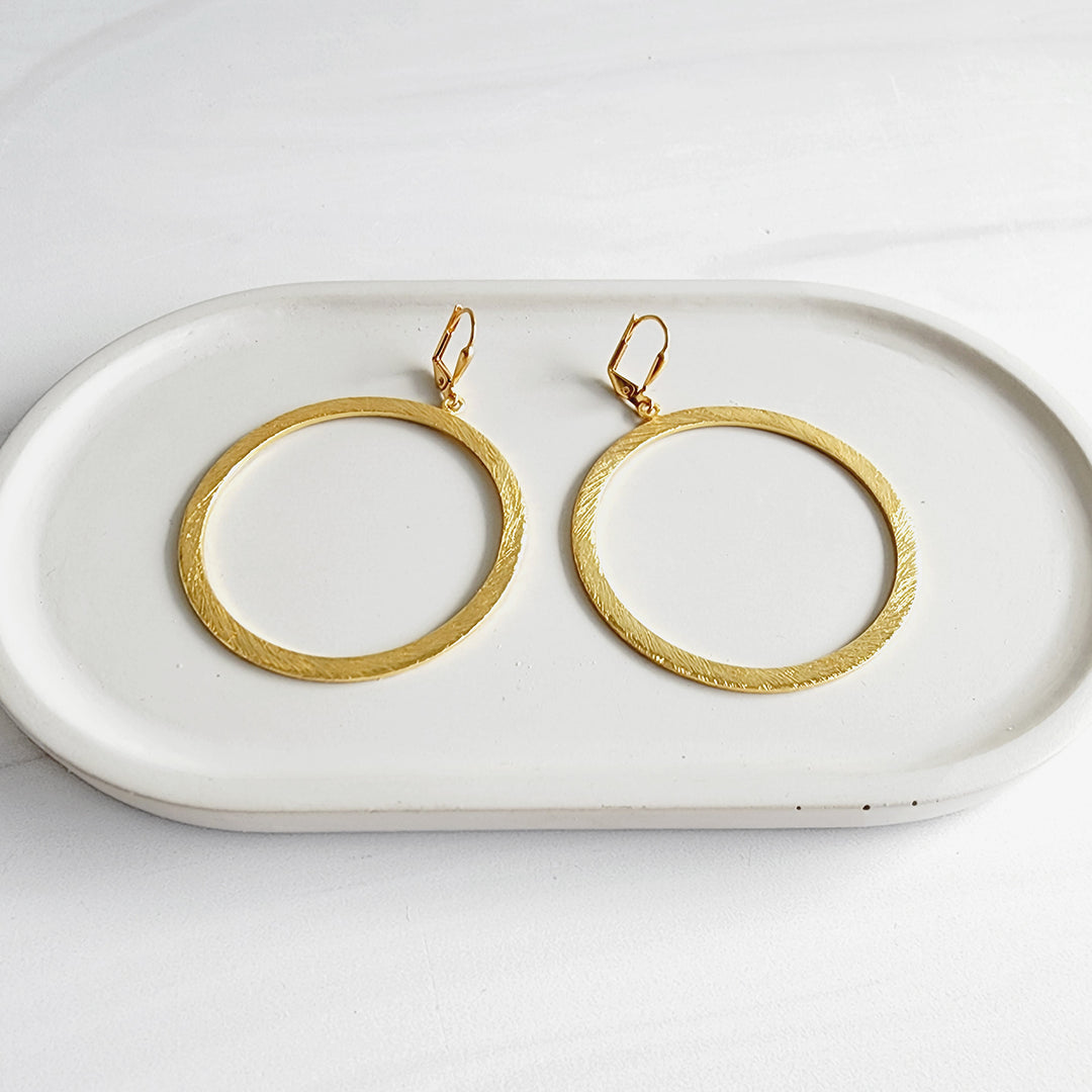 Large Statement Hoop Earrings in Brushed Gold