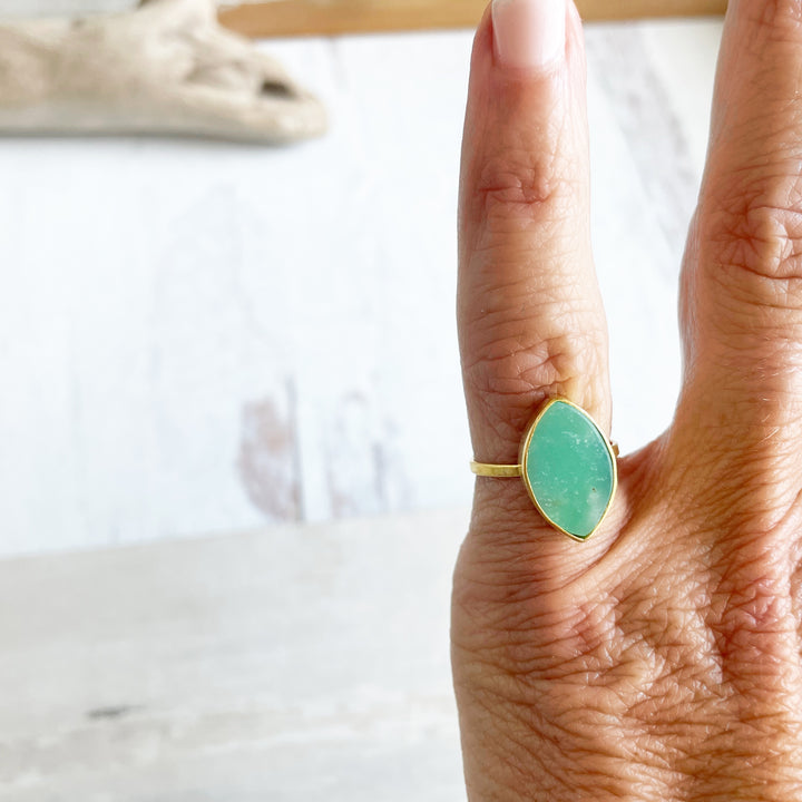 Marquise Gemstone Ring in Gold. Crystal Cocktail Statement Ring