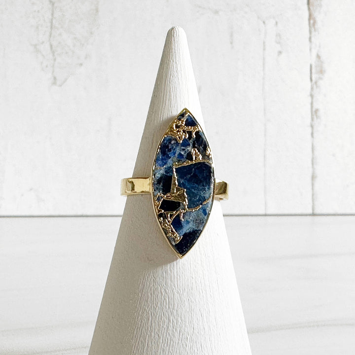 Sapphire Mojave Marquise Statement Ring in in Gold and Silver