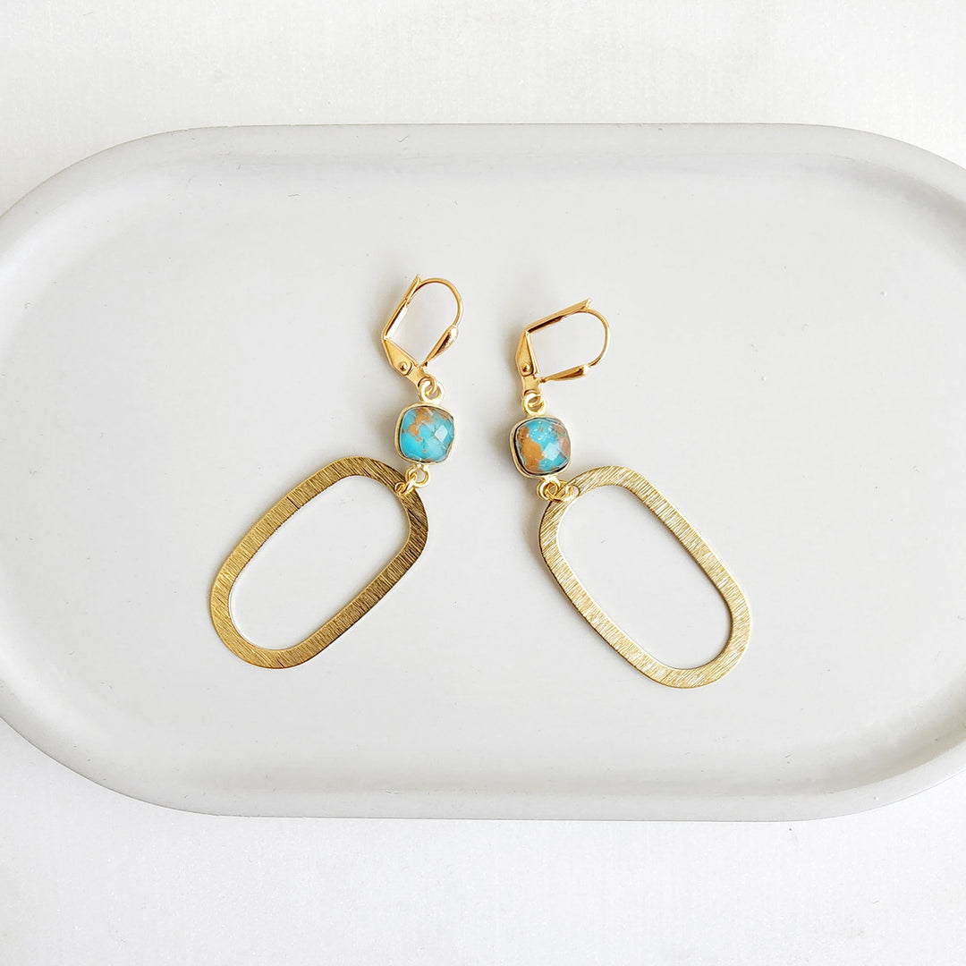 Calsilica Open Oval Hoop Earrings in Brushed Brass