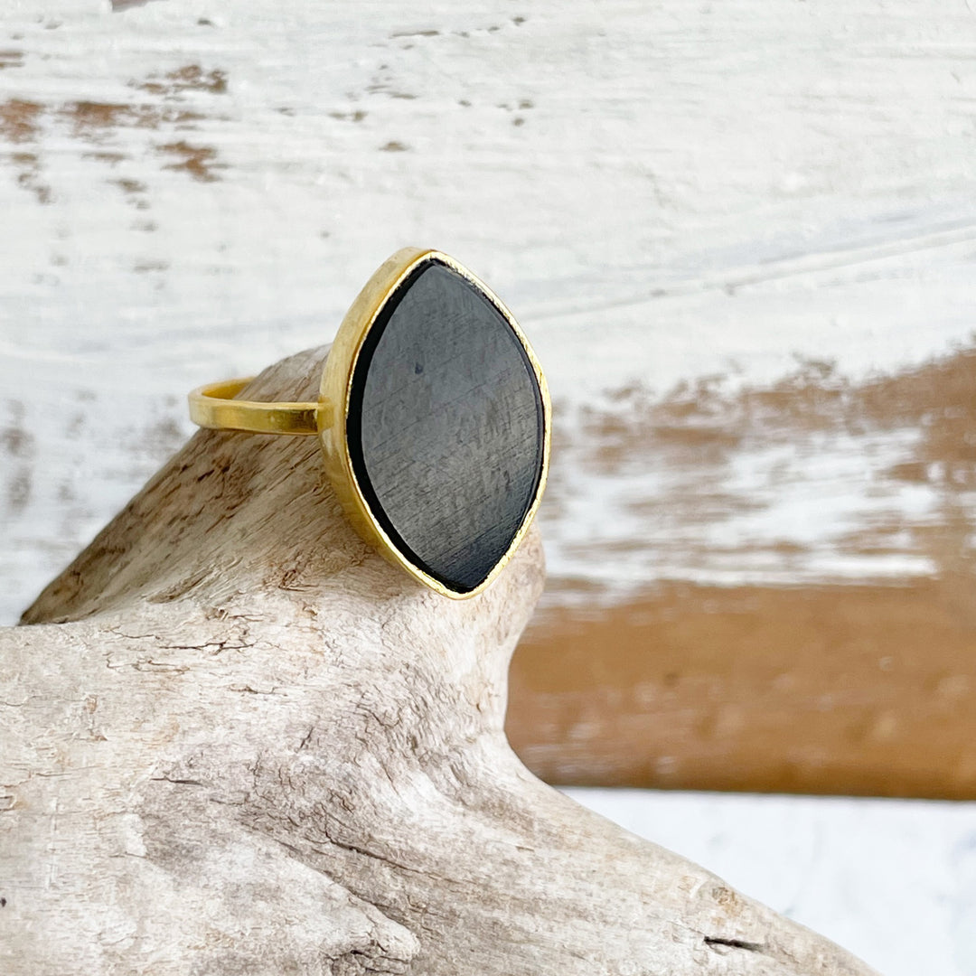 Marquise Gemstone Ring in Gold. Crystal Cocktail Statement Ring