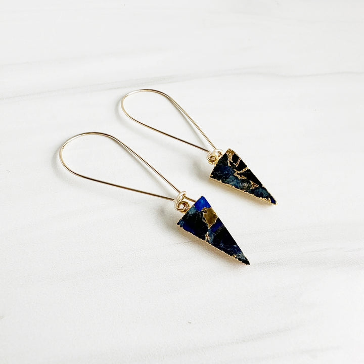 Sapphire Mojave Triangle Drop Earrings in Gold