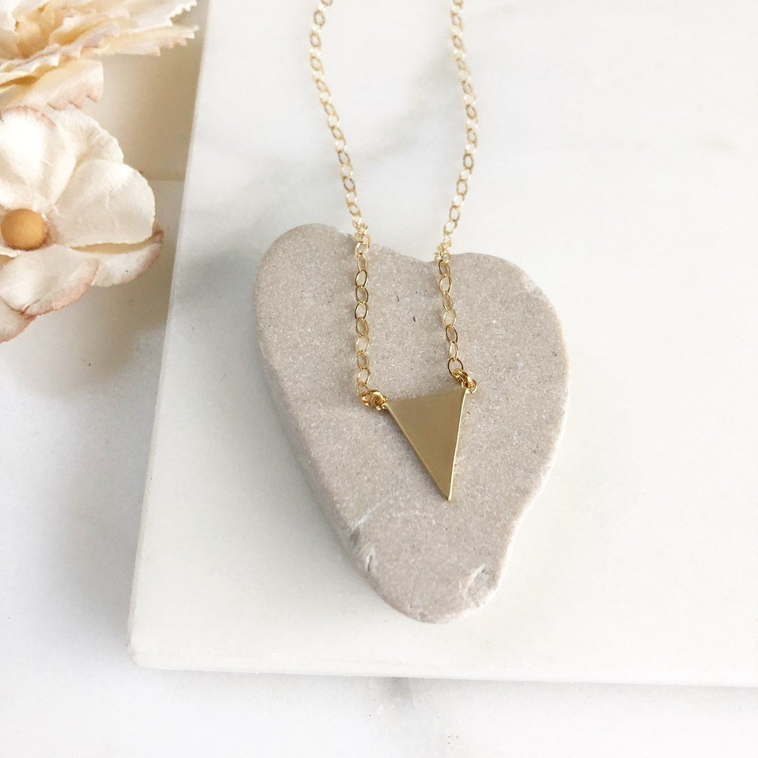 Petite Gold Triangle Necklace. Simple Dainty Gold Layering Necklace