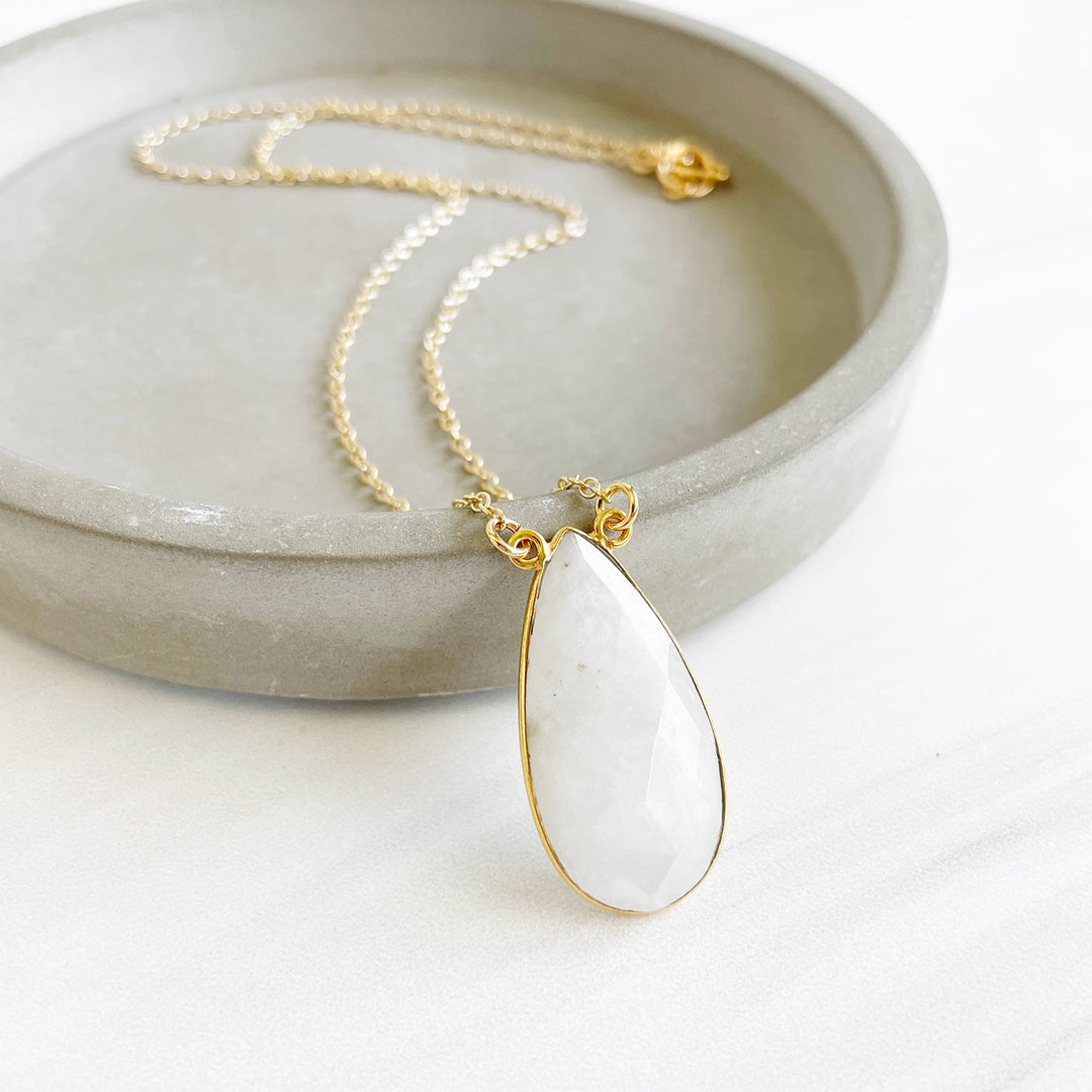 Moonstone Bezel Statement Necklace in Gold