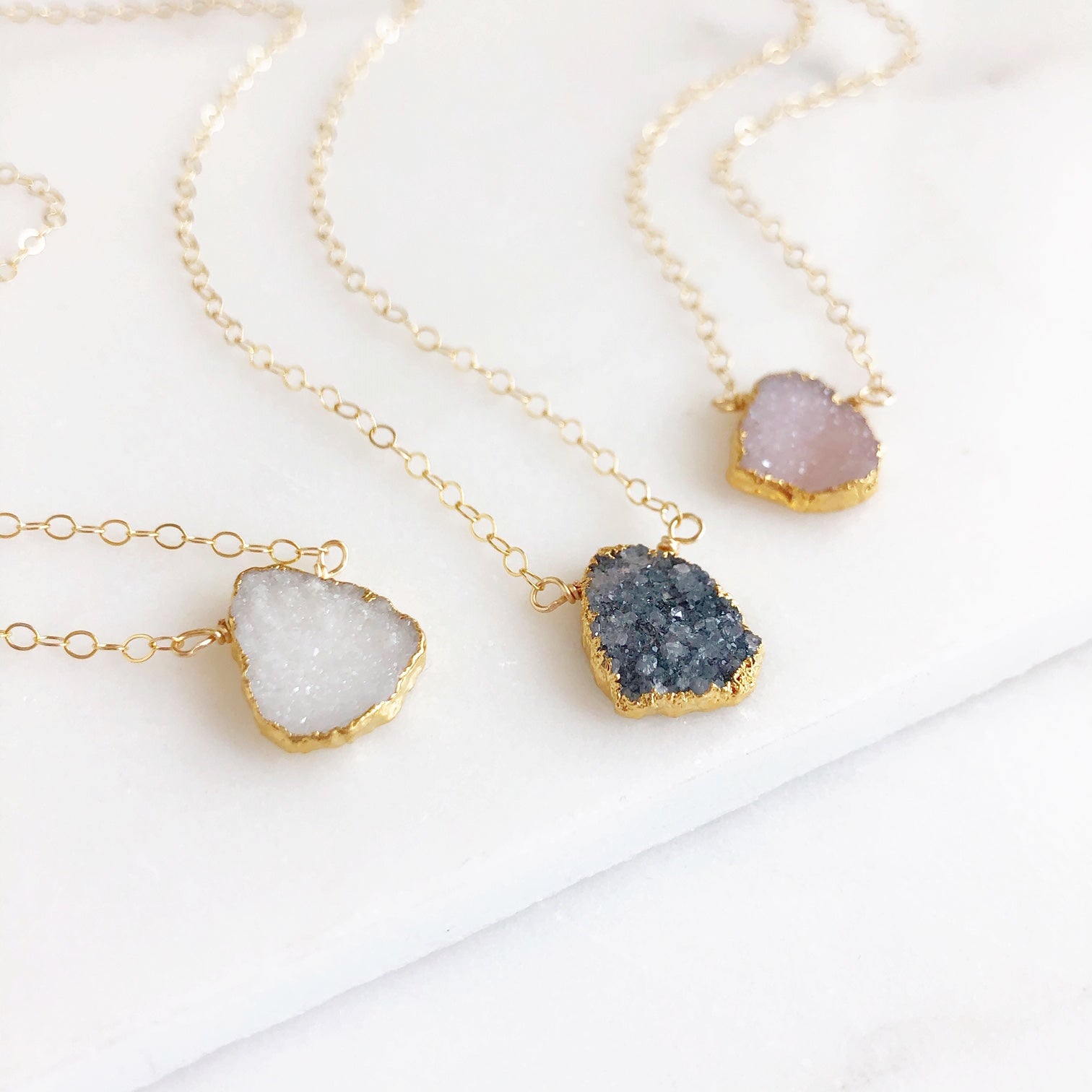 Natural stone and druzy stone necklace set with tika and earrings | Silver  jewelry fashion, Druzy stone necklace, Stone necklace set