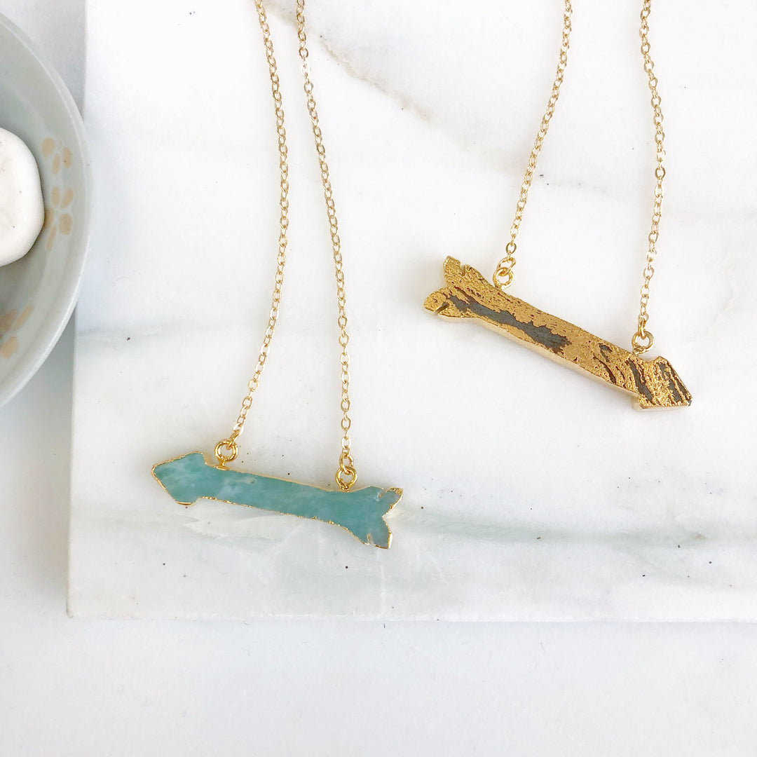 Arrow Necklace. Stone Arrow Necklaces in Gold. Pendant Necklace. Jewelry Gift.