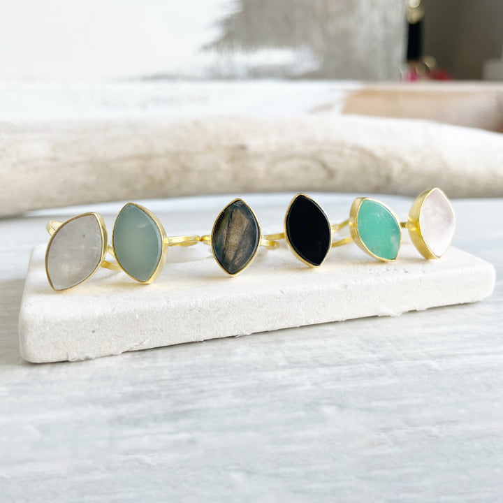 Marquise Gemstone Ring in Gold. Crystal Cocktail Statement Ring