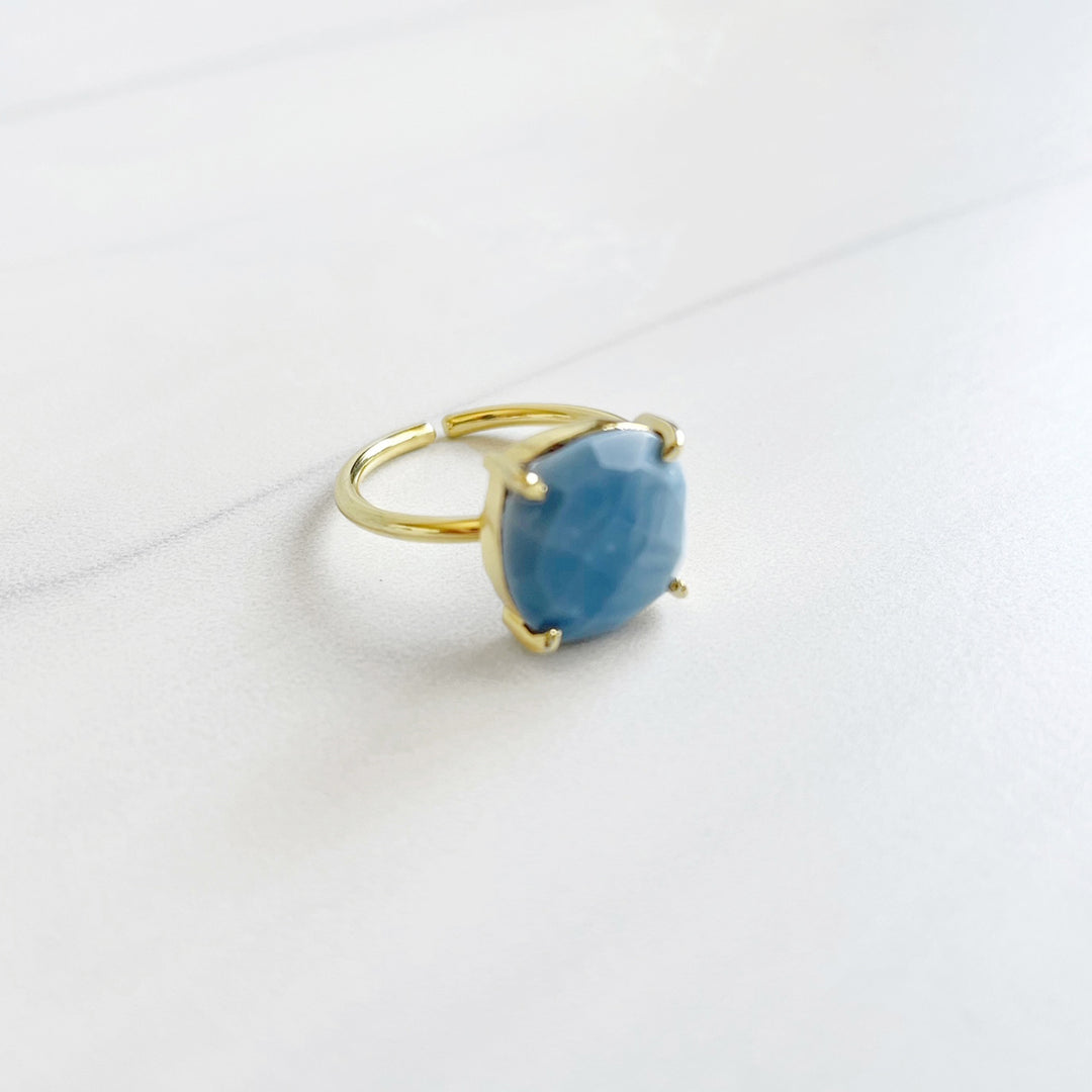 Blue Opal Gemstone Ring Prong Setting in Silver or Gold
