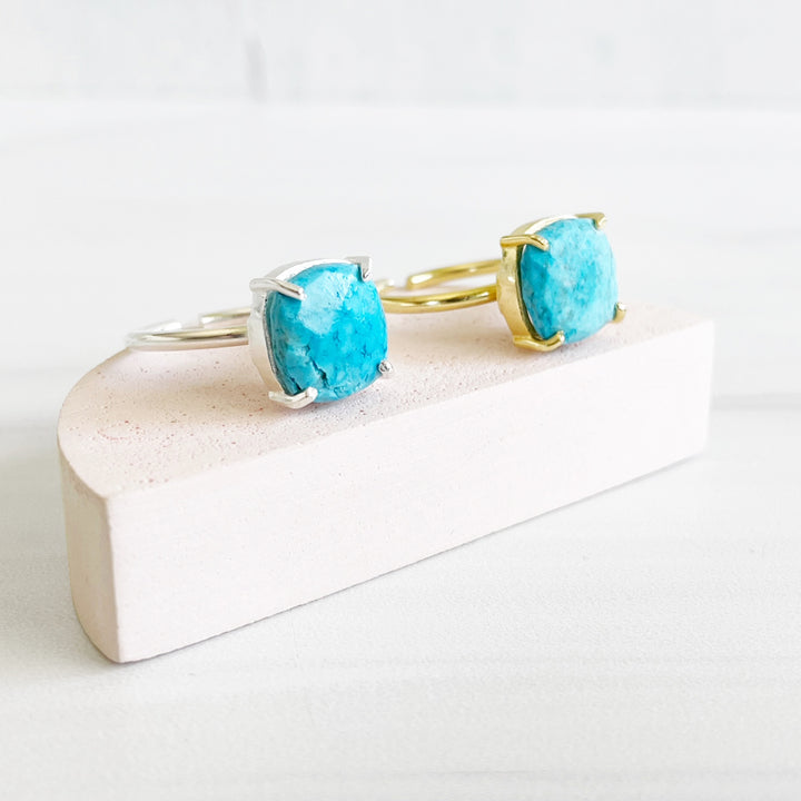 Turquoise Gemstone Ring Prong Setting in Silver or Gold