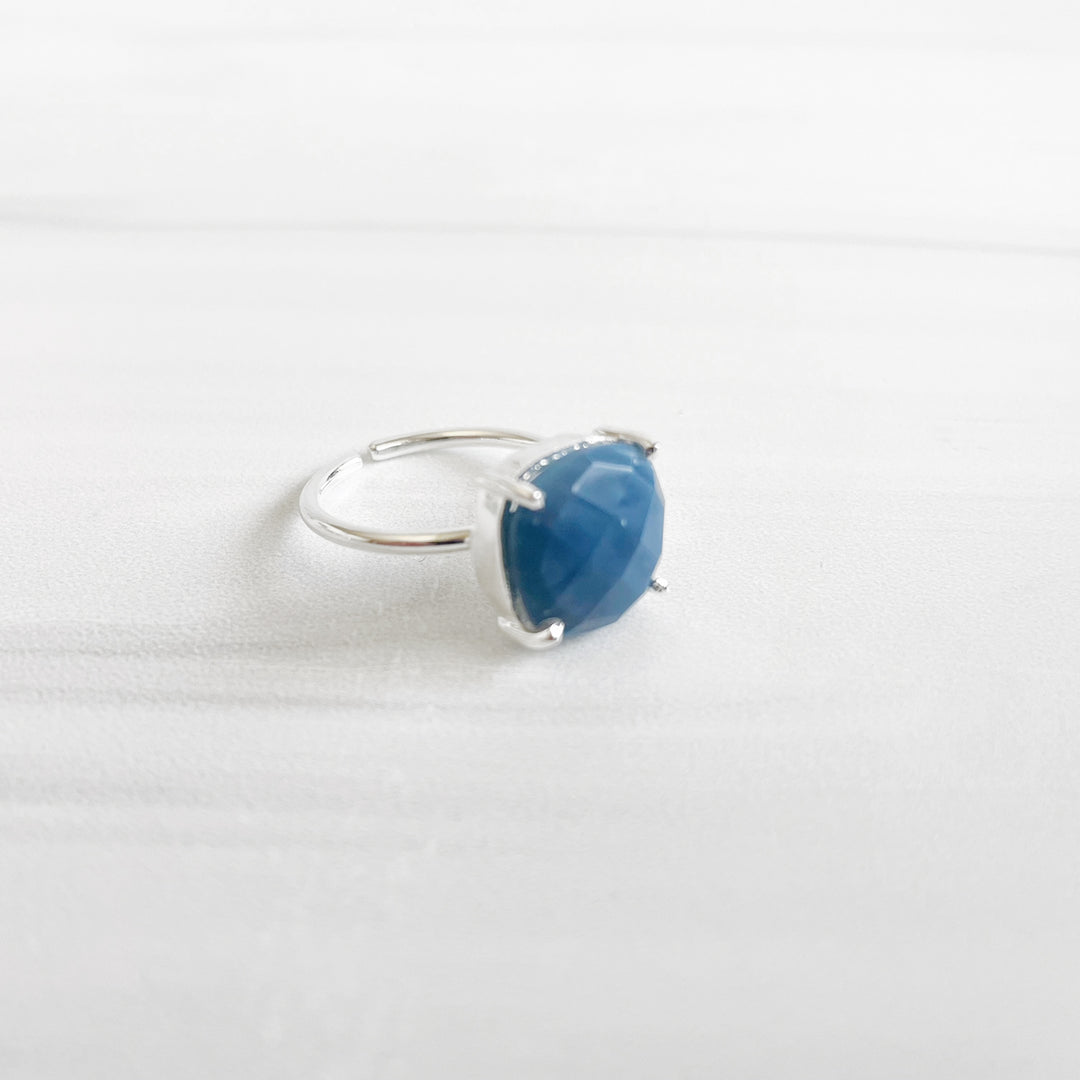 Blue Opal Gemstone Ring Prong Setting in Silver or Gold