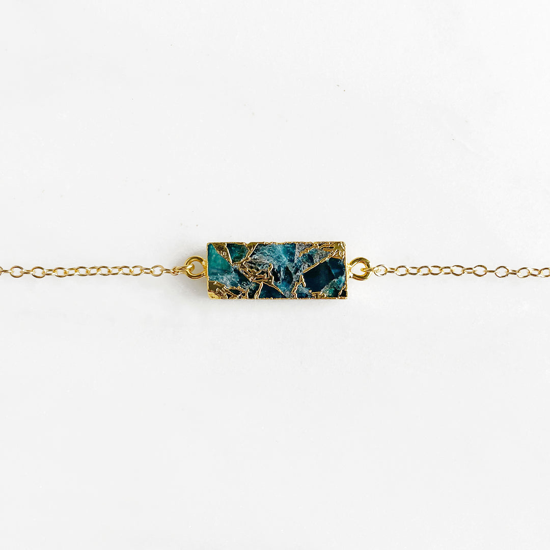 Mojave Turquoise Rectangle Chain Bracelet in Gold