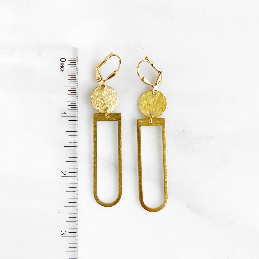 Simple Geometric Dangle Earrings in Gold