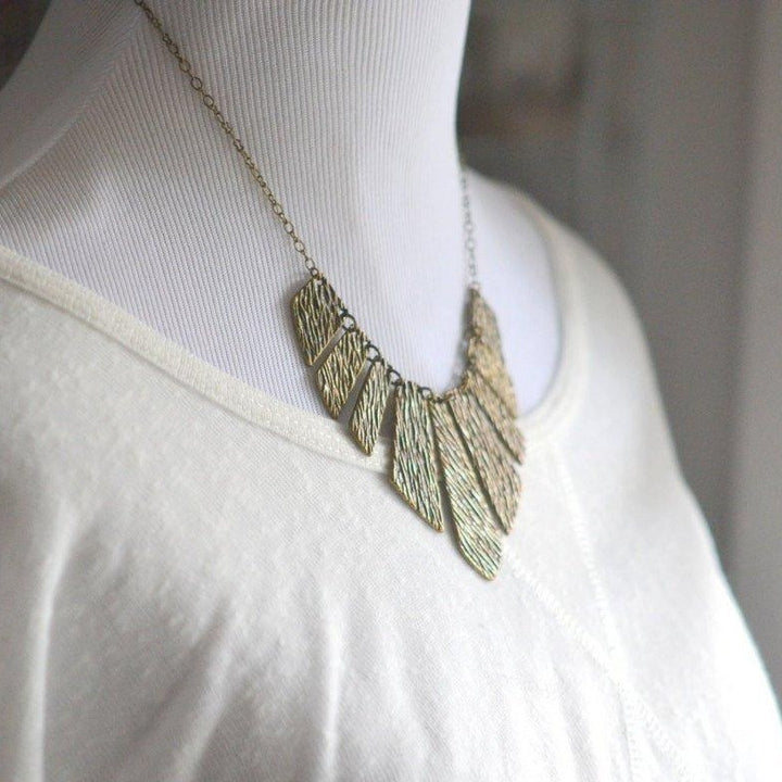 Geometric Pendant Bib Statement Necklace in Antique Bronze. Bib Statement Necklace