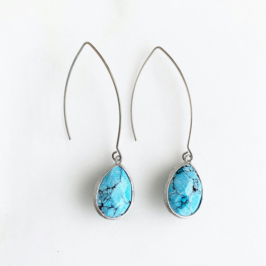 Turquoise Stone Drop Earrings. Turquoise and Silver Earrings