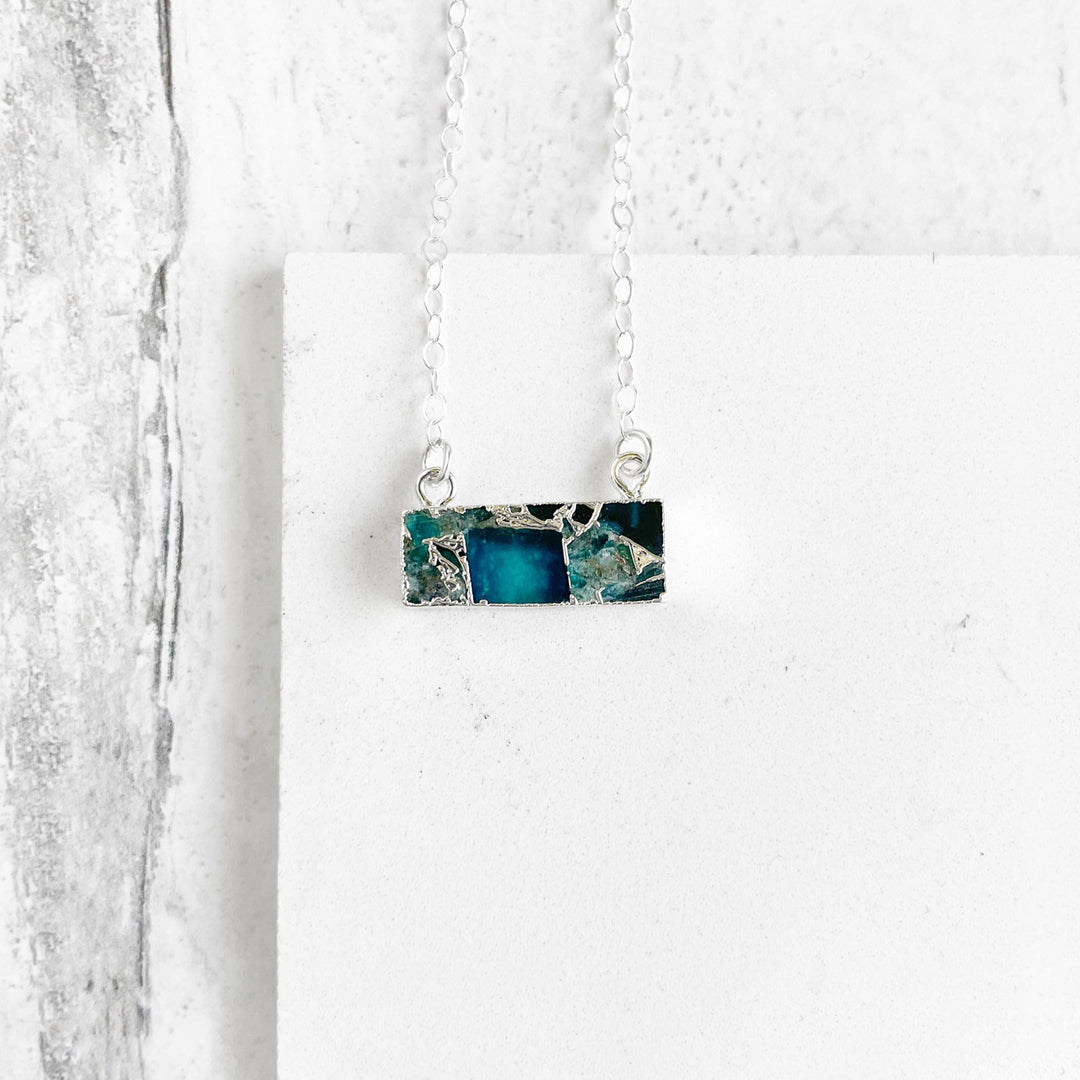 Dainty Mojave Turquoise Bar Necklace in Sterling Silver